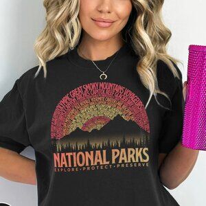 Vintage National Parks T-Shirt, National Park Camping Gift Mountain Hiking Shirt